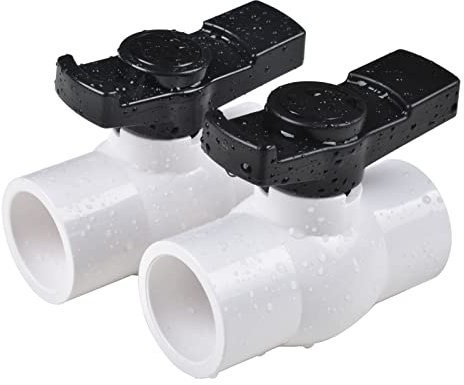 AIPOR 1,27 cm PVC-Kugelhahn (2er-Pack), Absperrventil mit leicht zu drehendem und hervorragendem Griff, bewertet bei 150 PSI, 1,27 cm Stecknuss