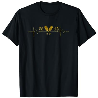 Heartbeat Herzschlag Herzfrequenz Wein Sekt T-Shirt