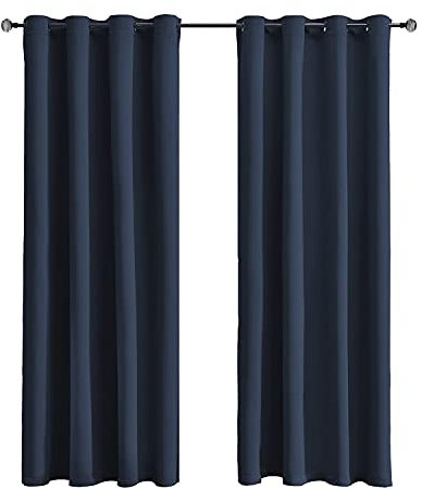 Tenger Home Gardinenschals Verdunkelungsvorhang Gardinen Blickdicht Vorhang Schlafzimmer mit Ösen, 1 Stück (100 x 150 cm, Navy blau)