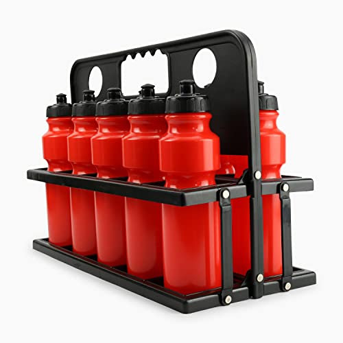 Splay Porte-bouteilles avec 10 bouteilles d'eau (rouge), sans BPA, fabriqué en matériau de qualité supérieure, bouteilles disponibles dans des couleurs attrayantes