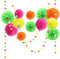 NICROLANDEE Seidenpapier Pompons Schwarzlicht Party Deko 15 Stück, Neon Tissue Papier Pom Poms und Dots Papier Girlande, Party Dekorationen für Hochzeit, Abschlussball, Geburtstag, Gartenparty deko