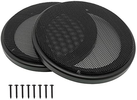 Lot de 2 housses de protection pour haut-parleur de 12,7 cm, cadre en plastique ABS avec maille métallique, noir