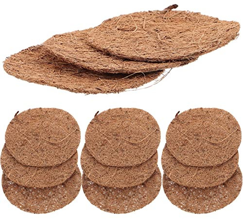 YARNOW 12st Kokospalmenmatte Kokosfaser Einsatz Blumen Korbeinlage Aus Kokosfaser Hühner Nistunterlagen Kokoseinlage Blumenampel Kokosnuss-Liner Korb Kokosfasereinlage Runden Blumenkorb