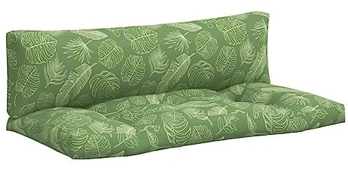 vidaXL Palettenkissen 2 TLG., Kissen für Gartenmöbel Hocker Sofa, Wasserabweisendes Sofakissen, Sitzkissen Palettenpolster, Blattmuster Oxford Gewebe