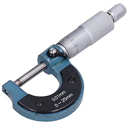 Micrometro Esterno in Acciaio Inossidabile Ad Alta Precisione Micrometro Esterno Spessimetro con Chiave 0,01 Mm Strumento Micrometrico Esterno per una Misurazione Precisa dello (0-25 mm)