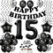 Luftballons 15. Geburtstag Junge Mädchen Deko Schwarz Tortendeko 15. Geburtstag Party Deko Junge Schwarz Geburtstagsdeko 15 Jahre Geburtstag Mädchen dekoration Schwarz 15 Geburtstag deko torte
