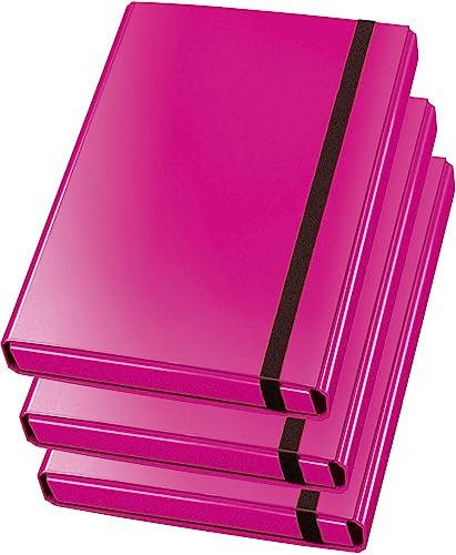 VELOFLEX 4443341 - Sammelbox Velocolor, DIN A4, mit Gummizug, Heftbox aus Karton, glanzkaschiert, 23 x 32 x 4 cm (Pink | 3er Pack)