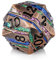 D20 D&D Dice DNDND 33 mm große 20-seitige Metallic-Stanzform mit wunderschöner Geschenkbox für Dungeons and Dragons (bunt gestreift)