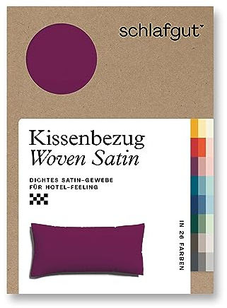 schlafgut Woven Satin Kissenbezug 40 x 80 cm Purple Deep Uni in Premium Hotelqualität, Kopfkissenbezug einzeln mit 100% weicher Baumwolle