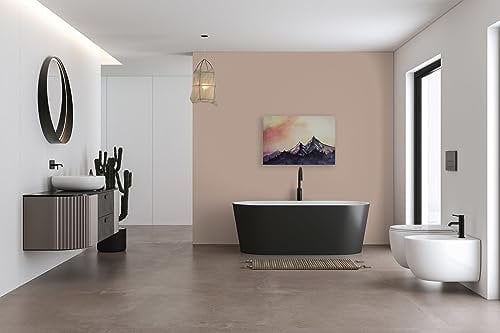 A.S. Création Leinwandbild Wald mit Bergen - Kunstdruck gelb rot - 90x60 cm Querformat - Moderne Wanddekoration Schlafzimmer Wohnzimmer Küche - Bild auf Keilrahmen