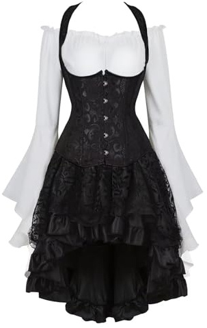 Korsett Corsage Kleid Asymmetrisch Hoch Niedriger Steampunk Rock Long große größe Damen