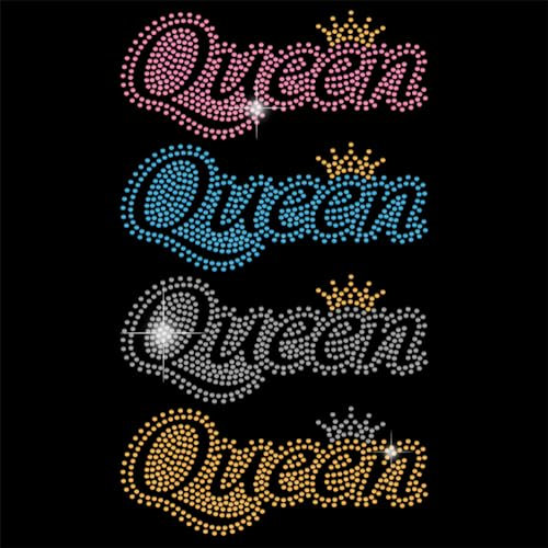 SUPERDANT Queen Crystal Rhinestone Heat Transfer Crown Rhinestone Iron on Hotfix Transfer Decal Costume Decor for T-Shirt Vest Shoes Hat Jacket Decor Clothing DIY Accessories Christmas