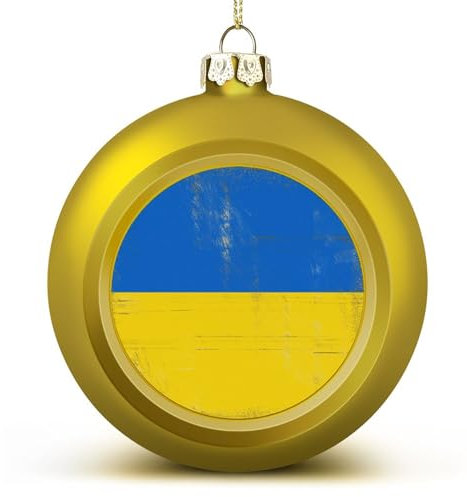 Goldene Ukraine Weihnachtskugel, Ukraine Flagge Ball Ornament, Nationalflagge Xmas Ornamente für Weihnachtsbaum Neujahr saisonale Feiertagsdekoration Weihnachtsgeschenke für Freunde