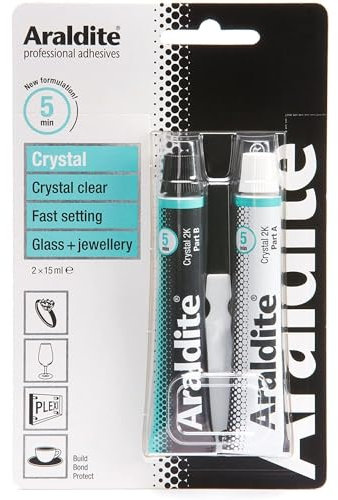 AMK® Araldite Crystal 2 x 15ml Tube Clear Epoxy Power Glass Jewellery Super Glue Adhesive Ceramic Porcelain
