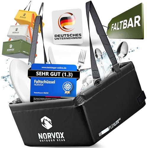 NORVOX Faltschüssel Camping - 16L – Faltbare Schüssel - Universell als Outdoor Spülschüssel, Waschschüssel, Spülwanne zum Abwaschen oder als Faltbarer Eimer