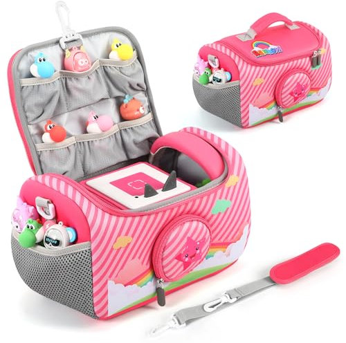 OUKNAK Carrying Case for Toniebox Starter Set, Storage Carrier Bag for Toniebox Audio Player Carrying Box for Toniebox Accessories Travel Carrying Bag for Toniebox (Pink Rainbow)