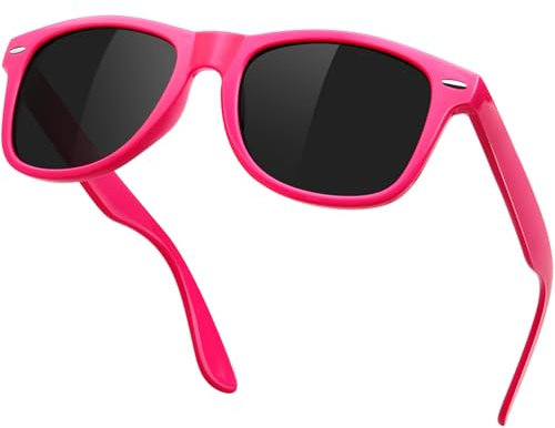 KANASTAL Fuchsia Sunglasses Womens Polarised Mens Square Pink Ladies Classic Vintage Retro Beach Vacation Urban Fashion UV400 Protection - Fuchsia Frame Black Lens