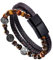 Dochais Herren Edelstahl Echtleder Armband, Jesus Christus Kruzifix Kreuz, Naturstein Geflochten Mit Magnet Verschluss, Schmuck Geschenke Für Männer (A, Braun, 19cm)
