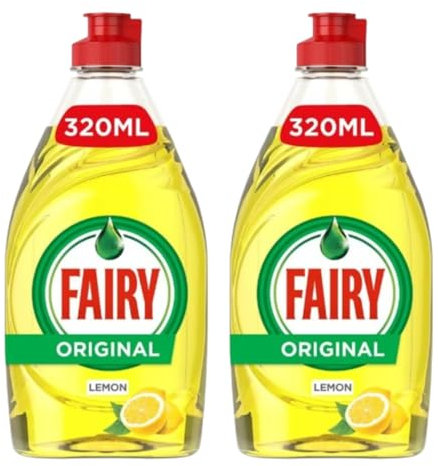 Fairy Original Lot de 2 flacons de liquide vaisselle Citron 320 ml Formule ultra concentrée pour un nettoyage longue durée