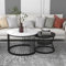Merax Couchtisch 2er Set Beistelltisch schwarzer Rahmen Runder Tisch Wohnzimmer Sofatisch Rund Beistelltisch Weiss Rund Wohnzimmer Tisch Runder Couchtisch