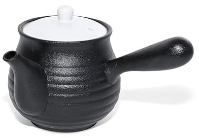 MAOCI Kyusu Teiera nera – Coperchio bianco 500 ml – Teiera con manico laterale