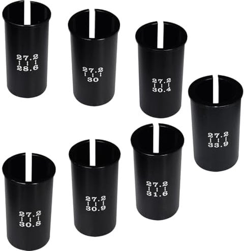 Lotatheta Set of 7 Sizes Bike Seat Post Adapter Shim Bicycle Seat Tube Conversion Sleeve Aluminum Alloy 27.2mm to 28.6/30/30.4/30.8/30.9/31.6/33.9mm 60mm Length for Road Mountain Bike MTB