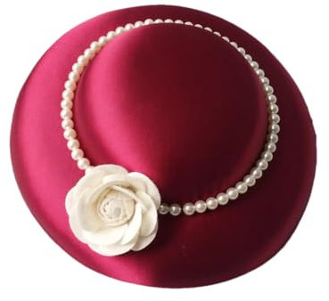 Damenhut im französischen Stil, breite Krempe, eleganter Damenhut, Bankett, Kirchenhut, rot, Einheitsgröße