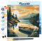 Figured'Art Mini Peinture par Numéro Adulte 20x20cm avec cadre Lac de montagne et canoë - Petit Format Kit de Loisir Créatif DIY Numéro d'Art Complet