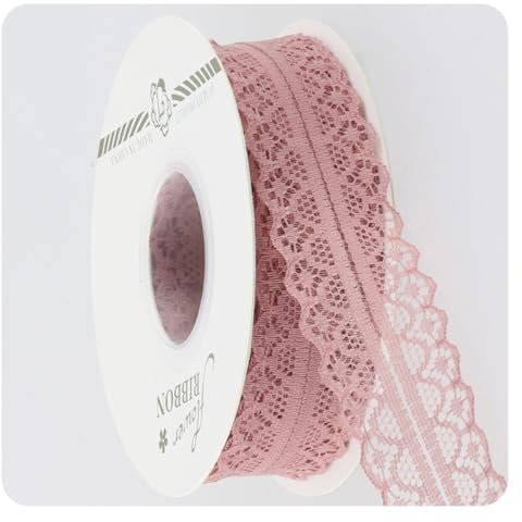 Hrlace 1 Roll Spitzenband Vintage 3cm Breit Spitzenborte Stoffband Dekoband Geschenkband Hochzeit Borten und Bänder zum Nähen für DIY-Hochzeitskostüme, Party, Tortenschachteln, 20 Yards Rosa 1#