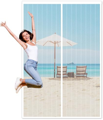 Zanzariera Magnetica,Zanzariera Porta Finestra,Zanzariera Magnetica Finestra,Zanzariera Magnetica Porta Finestra, Facile da Installare, Adatto a Bambini e Animali Domestici,60x180cm,Bianco