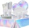 COLANANA Party Supplies,Party Tableware Set,Silver Birthday Decorations Contain Plates Tablecloth Cups Napkins Paper Straws for Baby Shower Birthday Wedding Partys Anniversary(16 Guests)