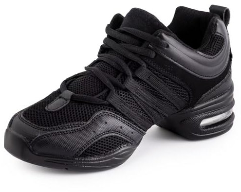 ARCLIBER Damen Jazz Tap Zumba Tanzschuhe Schwarz US Damengröße Modern Casual Mid-Heel Mesh Lace Up Athletic Sneaker, Schwarz, 35.5 EU