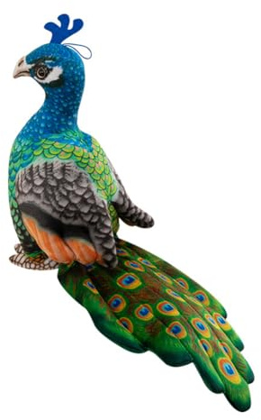 ISAKEN Pfau Plüschtier, Lebensechtes Plüschtier Pfau Plüsch Spielzeug Cartoon Tier Spielzeug Geburtsta Gsgeschenke für Kinder für Spielen Sammeln Kuscheln