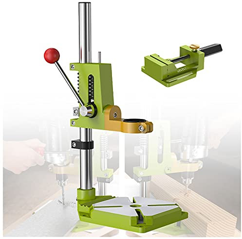 Benchtop Drill Press Stand with Vice - Adjustable Support Stand for Drilling or Cutting, 90° Rotating Pillar Drill Stand Jaw - Clamp Range 38-43mm - Easy DIY Assistance