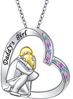 HOOHWE Vater Tochter Halsketten 925 Sterling Silber Väter und Töchter Anhänger Kette Liebe Herz Schmuck Geschenke für Damen Mädchen