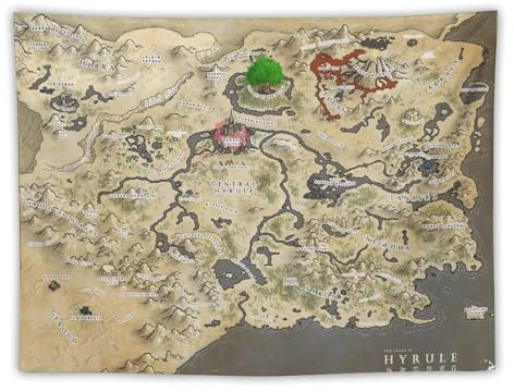Breath of the Wild Hyrule Map Gaming-Poster, lustiger Wandteppich, Wandkunstdruck, Geschenk, Bild, Gemälde, Kunstwerk, Schlafzimmer, Heimdekoration, 76,2 x 101,6 cm