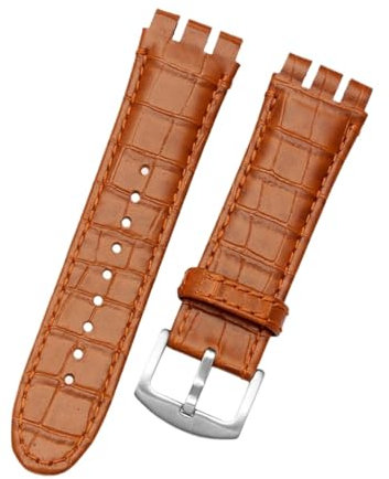 QTYQWC 23 mm Armband aus echtem Kalbsleder mit Stahlschließe, kompatibel mit der Uhr Swatch Irony YOS440 449 448 401G