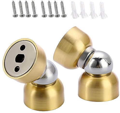 IGNPION Door Holder Mini Magnetic Door Stoppers Wall Mount Metal Door Stop (4, Gold)