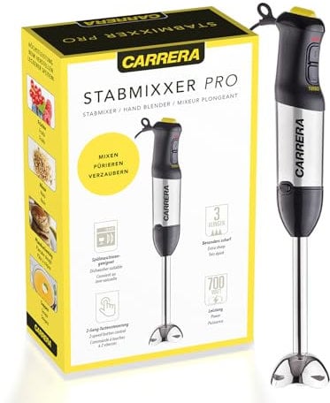 CARRERA Stabmixer [10 Geschwindigkeiten] Pürierstab - Hand Blender - Mixstab Set - Stabmixer Edelstahl - Rührstab - Püriermixer - Zauberstab Mixer - Elektrische Hand Mixer - Electric Stabmixer