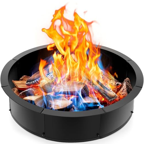 INNOSTAGE Feuerschalenring, robuster Stahl-Feuerring für außen, DIY-Camping-Feuerring, Oben oder im Boden, schwarzes Carbon für Hinterhof, Terrasse, Lagerfeuer (Black, 36 inch)