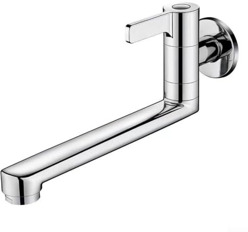 Eawfgtuw Grifo giratorio de pared extendido, grifo de agua fría individual de acero inoxidable, para fregadero de cocina, baño, cuello extensible de 20 cm, 25 cm, 30 cm
