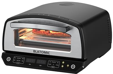 Blatomic - Indoor Pizza Oven - Makes 13 Pizzas, Heats up to 1000°F - Countertop Electric Pizza with 6 Touch Screen Presets, Pizza Stone & Peel, Tray