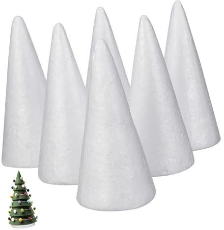 Styroporkegel zum Basteln, 12 Stück Schaumkegel DIY Weihnachtsschmuck Selber Machen Kind Basteln Schüttgut Kegelschaum Bastelbedarf Für Weihnachten Zapfen Schaumstoff-weihnachtshandwerk Kegelform Weiß