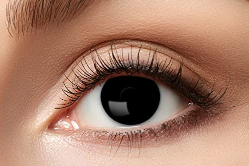 Zoelibat Eyecatcher Black Witch - Lentilles de contact hebdomadaires colorées en noir profond - Lentilles de contact Halloween sans correction