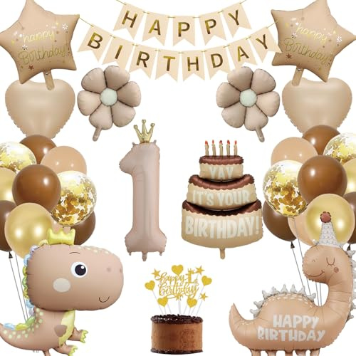 Dino Geburtstag Deko 1 Jahr Junge, Dinosaurier Deko 1. Geburtstag Ballons | Dino Geburtstagsdeko 1 Jahr, Dinosaurier Luftballons Geburtstag, Dino Party Deko, 40 Zoll Zahlenballon, Happy Birthday