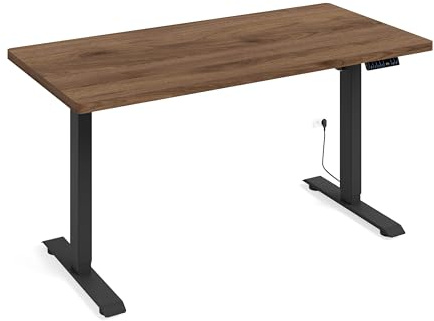 Homlando Elektrisch Schreibtisch, Bürotisch mit Automatikfahrt, Höhenverstellbar mit Höhenverstellung, Steh-Sitz Schreibtisch Home Office, BIMotion 1S 140x70x3,2 cm Nuss und Schwarz Gestell