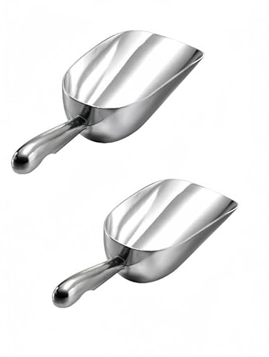 HORNO Pack of 2 Silver Cast Aluminum Shovel Scoops(12oz)