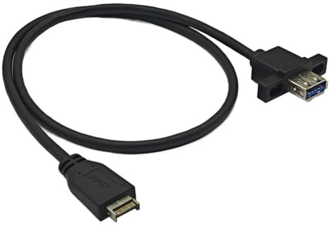 Jooehyer TYPE-E to USB 3.2 GEN2 10Gbps Female Front Panel Extension Cable USB3.2 TYPE-A Connector with Screw Hole for Desktop