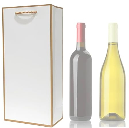 10 Stück Papier Doppelte Flaschentüten Geschenktüten mit Griff Wein Prosecco Champagner Geschenkbeutel Kraftpapier Verpackung Weintaschen Hochzeit Party Geschenktüten Flaschen