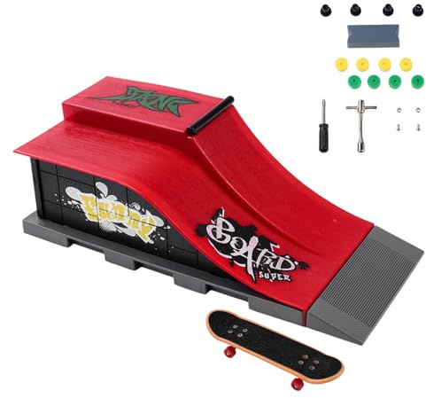 BuyWeek Fingerboard und Rampe Zubehör Set, DIY Mini Finger Skateboard Skate Park Set Tech Deck Fingerskateboard Rampe Kit für Kinder Geschenke